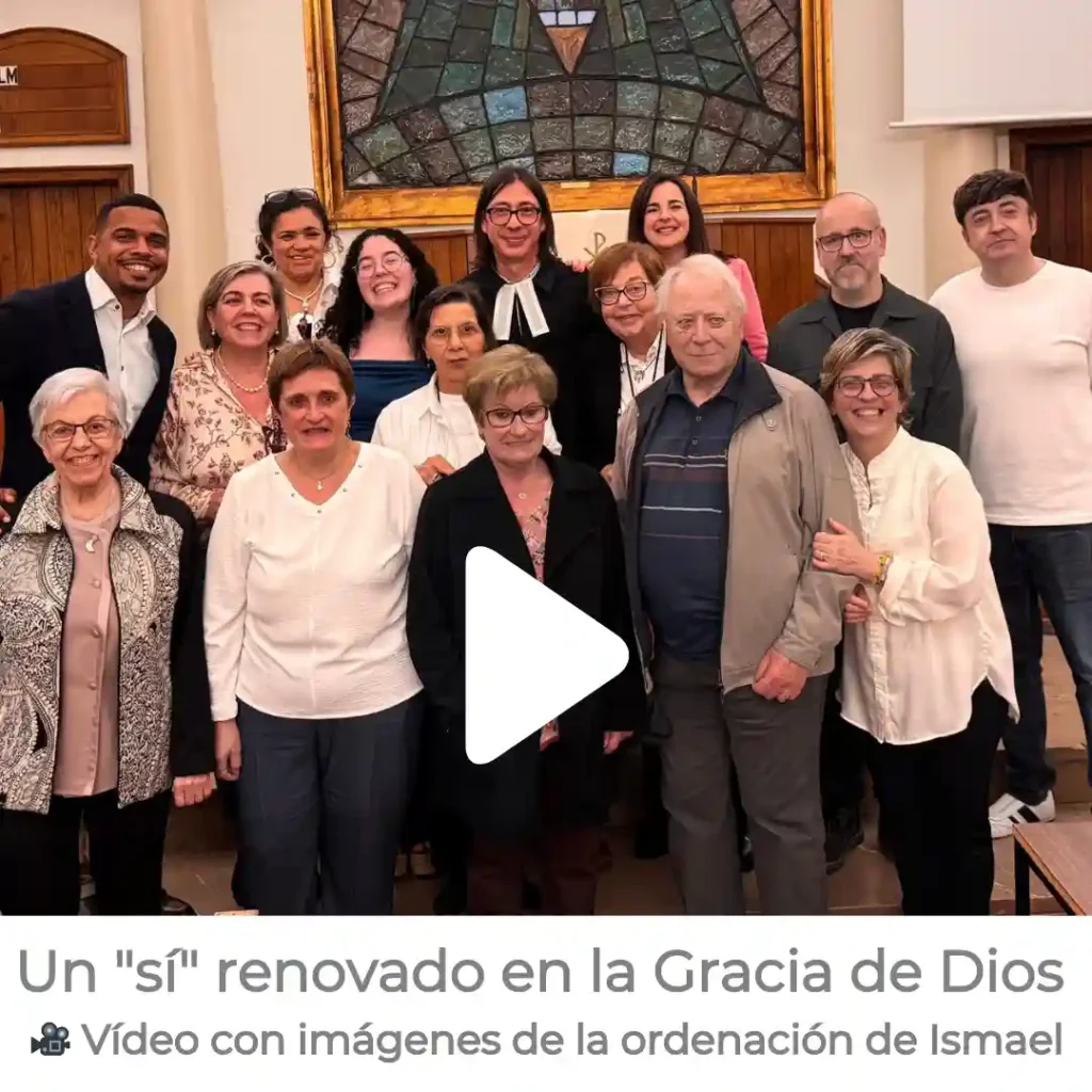 Composición de momentos de la ceremonia de ordenación pastoral de Ismael Gramaje en la Iglesia Evangélica Española, abril 2025.