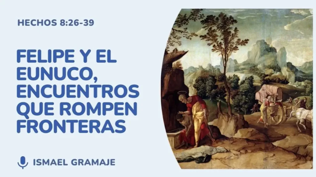 Imagen de Felipe y el eunuco leyendo Isaías en el carro