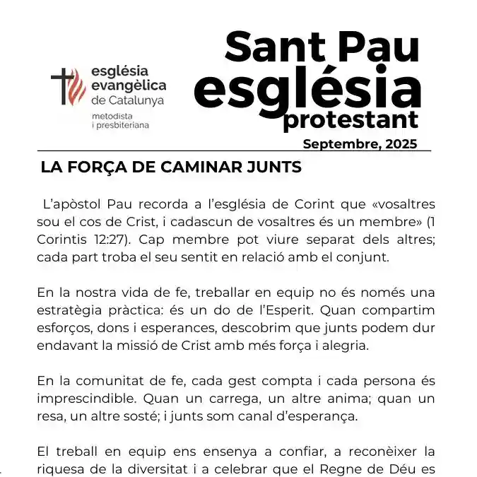 Comunitat col·laborant en un espai de fe