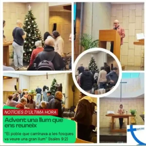 Collage de moments comunitaris durant la preparació de l’Advent a l’Església Protestant Sant Pau.