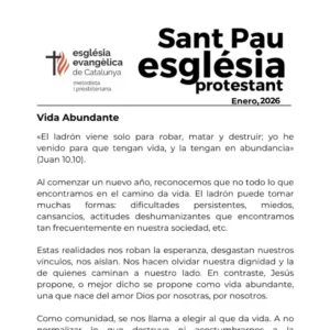 Vida abundante – Boletín enero 2026 Iglesia Protestante Sant Pau